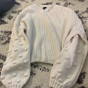 White cropped sweater with fun sleeves